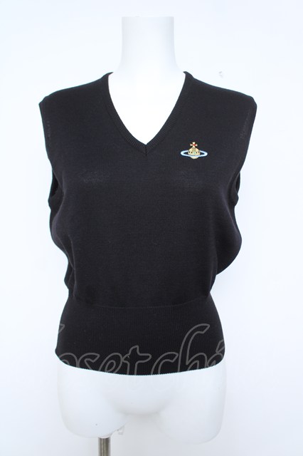 税込3980円以上買いもとめるで【貨物輸送無料】【USED】Vivienne Westwood / カラーオーブ刺しゅうニットベストヴィヴィアンウエストウッド ビビアン 黒いこと 【中古】 Y-26-06-07-023-to-SZ-ZY