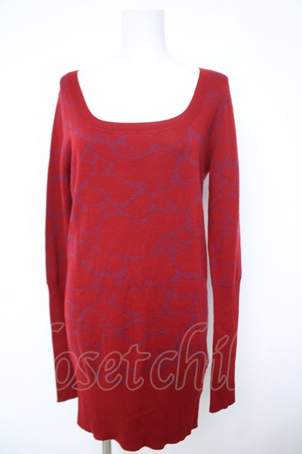 税込3980円以上購入で【送料無料】【USED】Vivienne Westwood / ハートジャガードニットワンピースヴィヴィアンウエストウッド ビビアン2 レッド 【中古】 Y-26-06-14-008-op-SZ-ZY｜closetchild