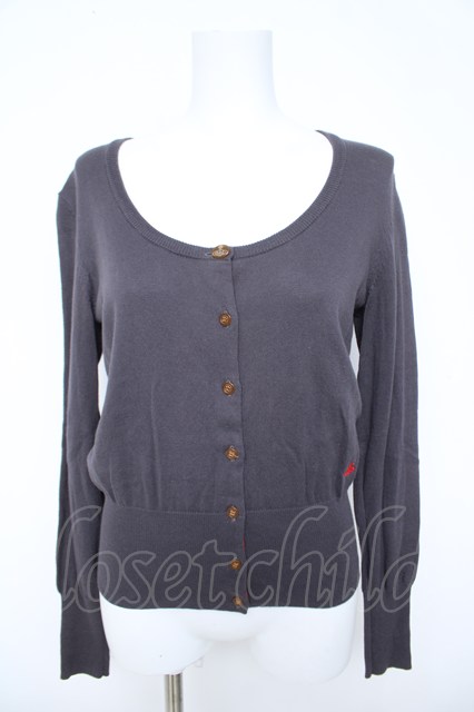 税込3980円以上買いもとめるで【貨物輸送無料】【USED】Vivienne Westwood / 単色オーブ刺しゅうカーディガンヴィヴィアンウエストウッド ビビアン2 薄墨色 【中古】 Y-26-06-14-002-to-SZ-ZY