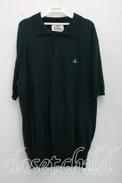 税込3980円以上購入で【送料無料】【USED】Vivienne Westwood / カラーオーブ刺繍半袖ニットヴィヴィアンウエストウッド ビビアンXL 緑 【中古】 H-26-07-05-028-to-OD-ZH｜closetchild
