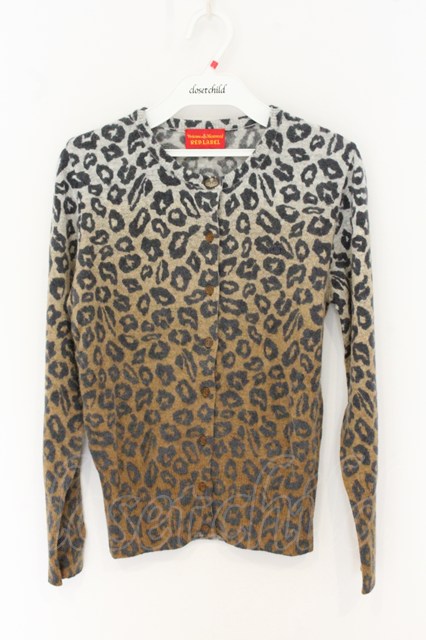 税込3980円以上購入で【送料無料】【USED】Vivienne Westwood / レオパード柄カーディガンヴィヴィアンウエストウッド ビビアン1 ブラウン(グラデーション) 【中古】 O-26-07-05-073-to-YM-OS|closetchild