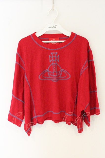 税込3980円以上購入で【送料無料】【USED】Vivienne Westwood / 60/2オーガニック天竺振リステッチオーブトップヴィヴィアンウエストウッド ビビアン00 レッド 【中古】 O-26-07-05-014-to-YM-OS|closetchild