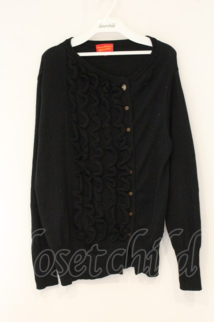 税込3980円以上購入で【送料無料】【USED】Vivienne Westwood / アシンメトリーフリルカーディガンヴィヴィアンウエストウッド ビビアン2 ブラック 【中古】 O-26-07-12-007-to-YM-OS|closetchild
