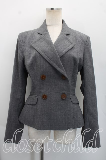 税込3980円以上購入で【送料無料】【USED】Vivienne Westwood / ダブルジャケットヴィヴィアンウエストウッド ビビアン42（11号相当） 灰 【中古】 H-26-07-19-002-jc-OD-ZH｜closetchild 18,687円