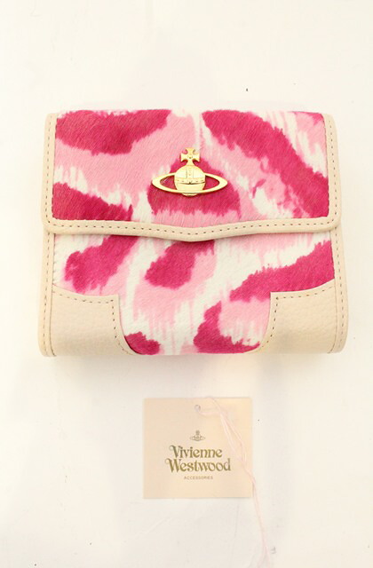 税込3980円以上購入で【送料無料】【USED】Vivienne Westwood / ハラコレオパード口金折財布ヴィヴィアンウエストウッド ビビアン ピンク 【中古】 O-26-07-25-1032-gd-YM-OS｜closetchild
