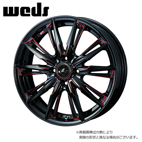 【4本購入で特典付】WEDS ウェッズ 0039338 アルミホイール1本 レオニス GX 16インチ リム幅5.0J インセット+45 4穴 PCD100 BK/SC(RED)