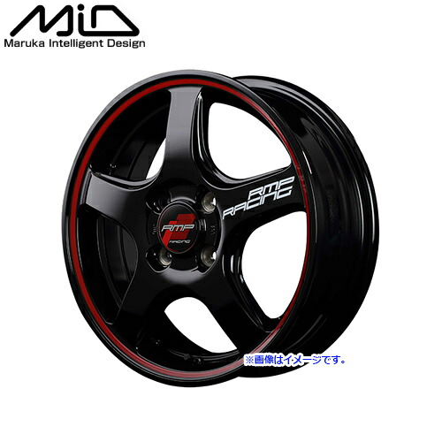 MID マルカサービス アルミホイール 1本 RMP RACING レーシング R50 16インチ 1660 リム幅6J インセット+43 ホール4H PCD100 ブラック/リムレッドライン