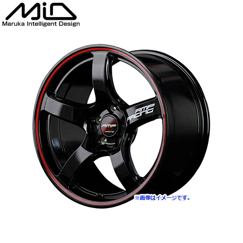 MID マルカサービス アルミホイール 1本 RMP RACING レーシング R50 18インチ 1895 リム幅9 1/2J インセット+22 ホール5H PCD114.3 ブラック/リムレッドライン|アットマックス@