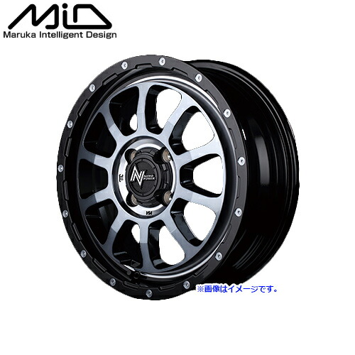 MID マルカサービス アルミホイール 1本 NITRO POWER ナイトロパワー M10 PERSHING パーシング 15インチ 1550 リム幅5J インセット+45 ホール4H PCD100 ブラック/マシニング/ブラッククリア｜アットマックス＠