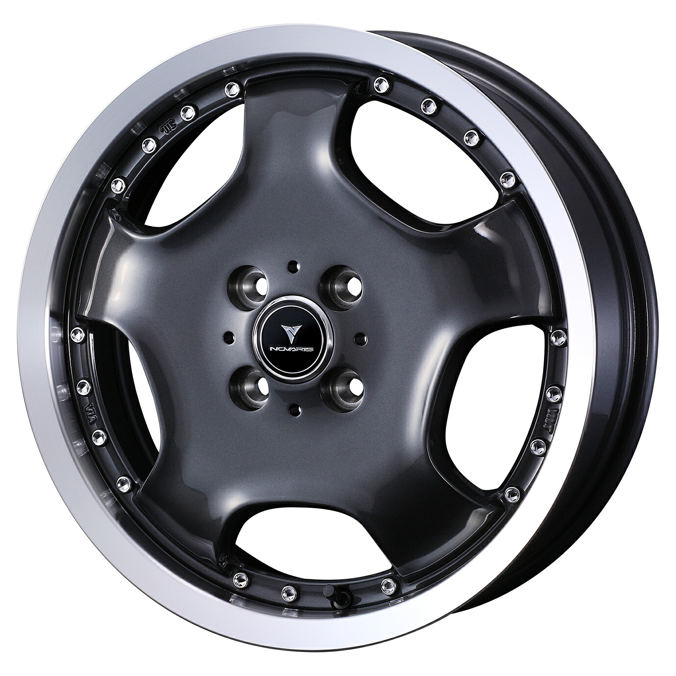 【4本購入で特典付】WEDS ウェッズ 0041858 アルミホイール1本 NOVARIS ASSETE D1 16インチ リム幅5.0J インセット+45 4穴 PCD100 GUN-META/RIM POLISH｜アットマックス＠