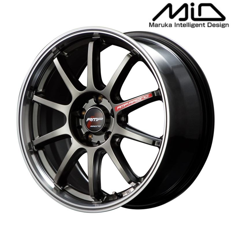 MID マルカサービス アルミホイール1本 RMP Racing R10 18インチ リム幅7.5J inset+50 5H PCD114.3 レーシングチタンシルバー/リムポリッシュ