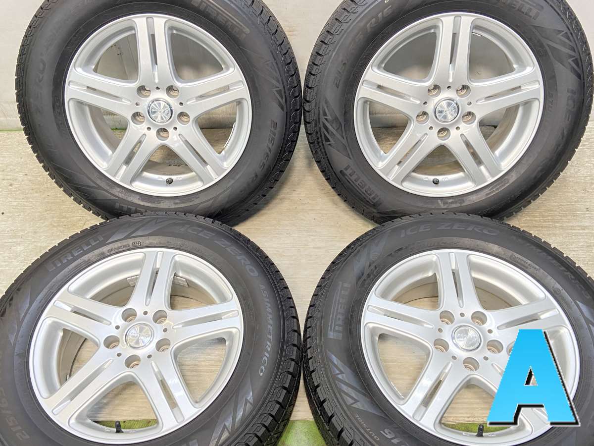 215/65R16 ピレリ アイスゼロアシンメトリコ 　 DUFACT DF5 16x6.5 42 114.3-5穴 中古タイヤ スタッドレスタイヤ ホイールセット 4本セット