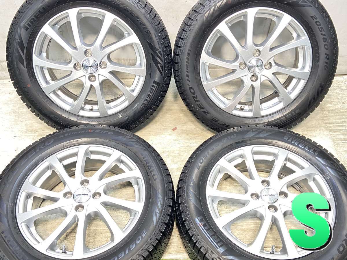 205/60R16 ピレリ アイスゼロアシンメトリコ 　 ラ・ストラーダイプシロン 16x5.5 40 100-4穴 中古タイヤ スタッドレスタイヤ ホイールセット 4本セット｜タイヤ・ホイール　カンパニー