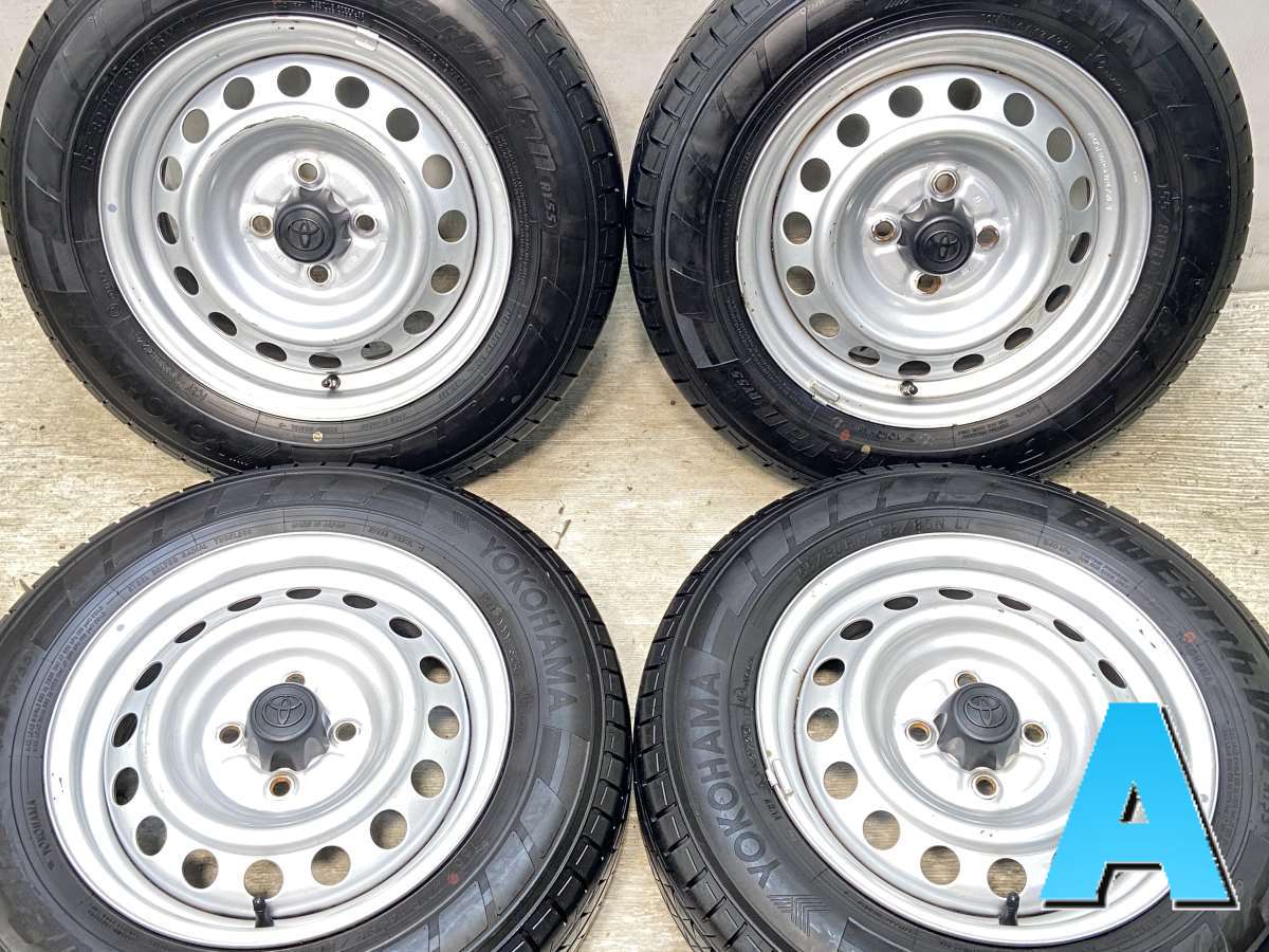 155/80R14 88/86LT ヨコハマ ブルーアース Van RY55 トヨタ純正 14x5.0 100-4穴 中古タイヤ サマータイヤ ホイールセット 4本セット