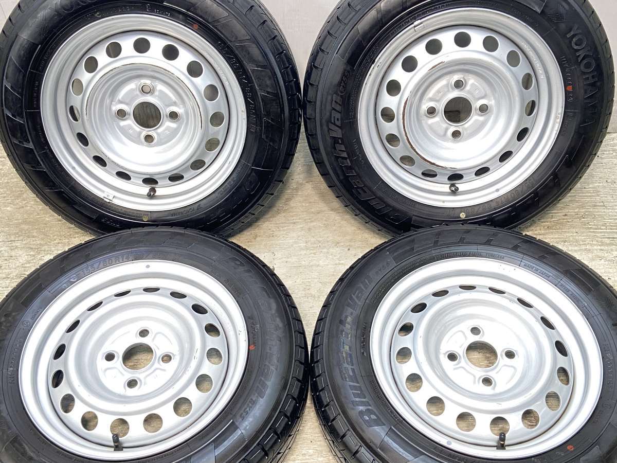 155/80R14 88/86LT ヨコハマ ブルーアースVAN RY55 トヨタ純正 14x5.0 100-4穴 中古タイヤ サマータイヤ ホイールセット 4本セット｜タイヤ・ホイール　カンパニー