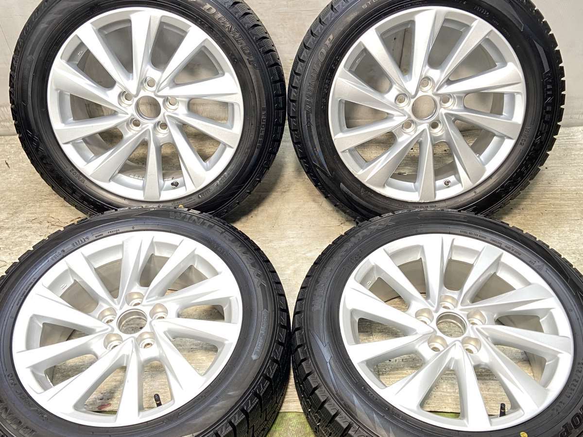 215/55R17 ダンロップ ウィンターマックス WM02 トヨタ純正 17x7.5 45 114.3-5穴 中古タイヤ スタッドレスタイヤ ホイールセット 4本セット