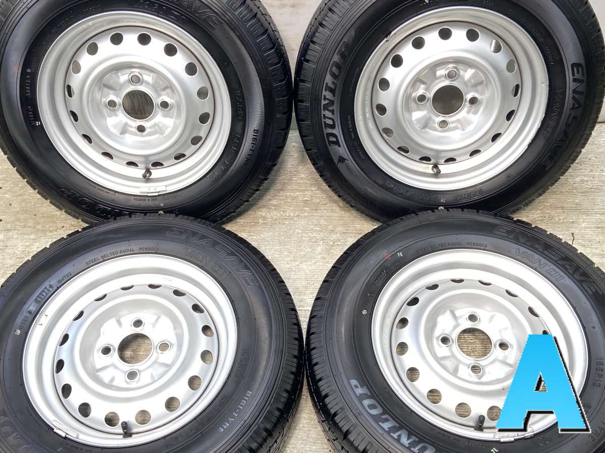 165R13 6PR ダンロップ エナセーブ VAN01 日産純正 13x5.0 100-4穴 中古タイヤ サマータイヤ ホイールセット 4本セット