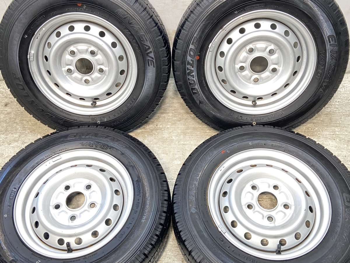165R13 8PR ダンロップ エナセーブ VAN01 ダイハツ純正 13x5.0 114.3-5穴 中古タイヤ サマータイヤ ホイールセット 4本セット