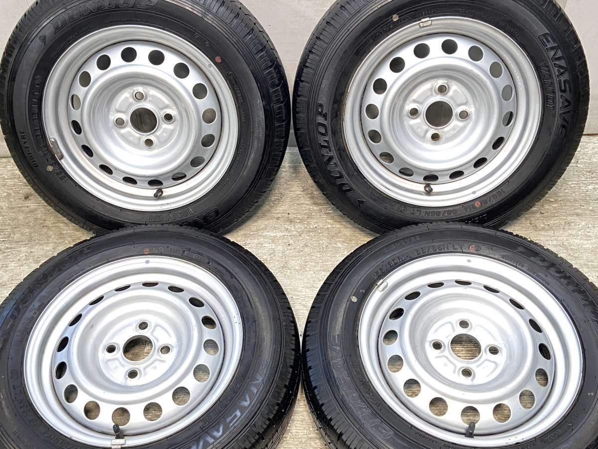 155/80R14 88/86LT ダンロップ エナセーブ VAN01 トヨタ純正 AL 14x5.0 100-4穴 中古タイヤ サマータイヤ ホイールセット 4本セット