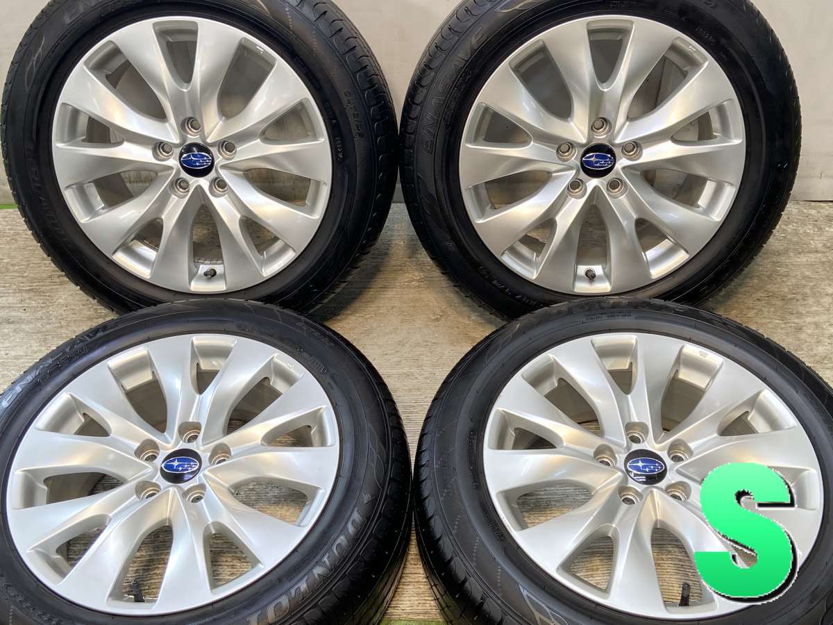 225/55R17 ダンロップ エナセーブ EC204 スバル純正 17x7.5 55 114.3-5穴 中古タイヤ サマータイヤ ホイールセット 4本セット