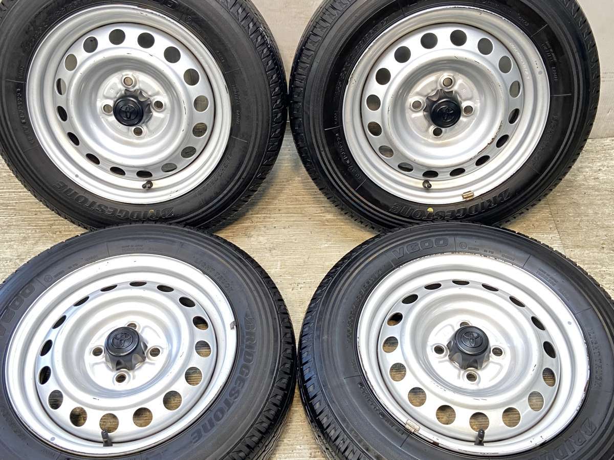 155/80R14 88/86LT ブリヂストン V600 トヨタ純正 AL 14x5.0 39 100-4穴 中古タイヤ サマータイヤ ホイールセット 4本セット