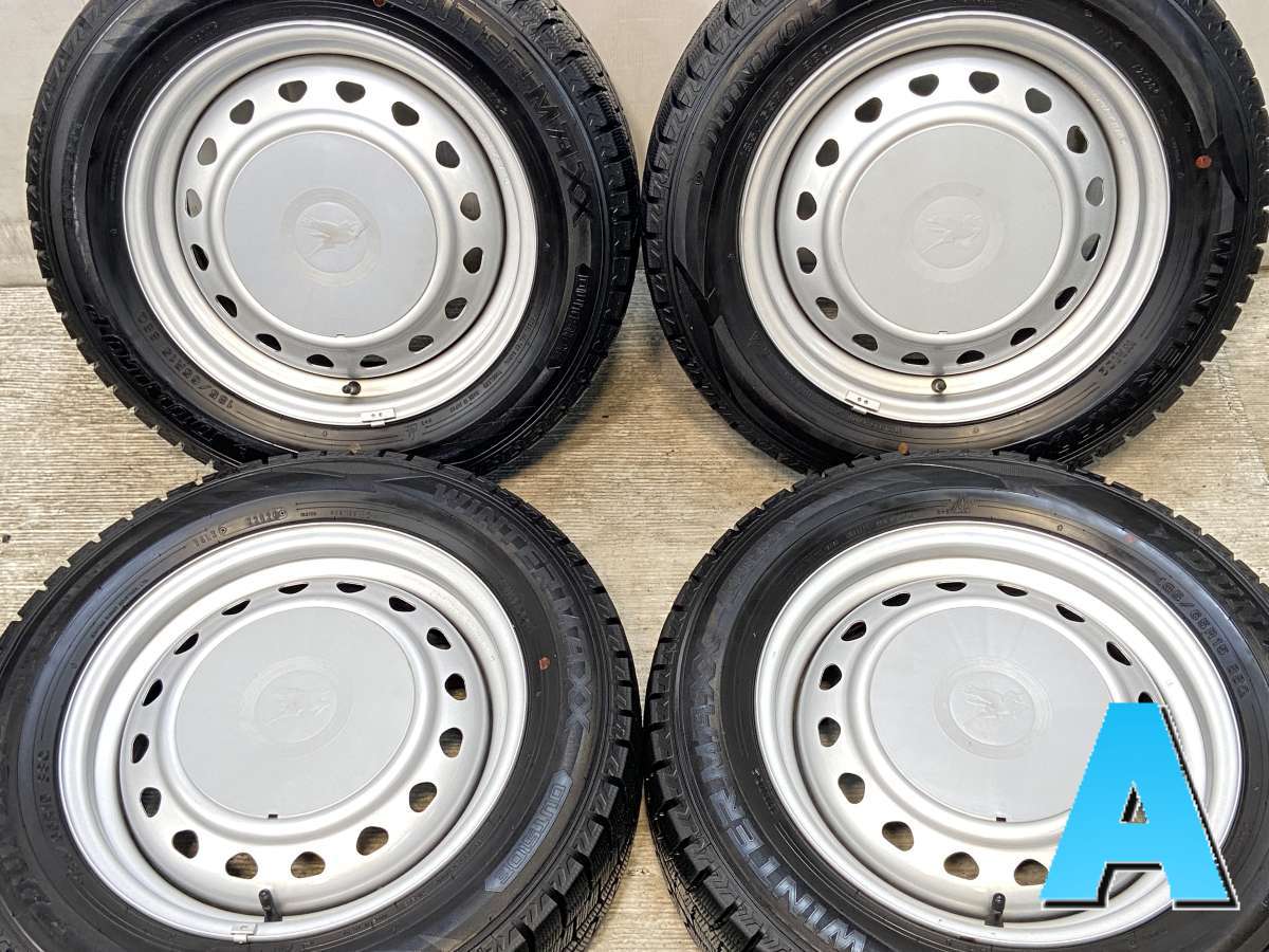 185/65R15 ダンロップ ウィンターマックス WM02 キャロウィン R6 15x5.5 100/114.3-4穴 中古タイヤ スタッドレスタイヤ ホイールセット 4本セット