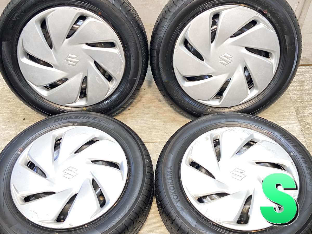 165/65R14 ヨコハマ ブルーアース-EｓES32 スズキ純正 A4M 14x4.5 100-4穴 中古タイヤ サマータイヤ ホイールセット 4本セット