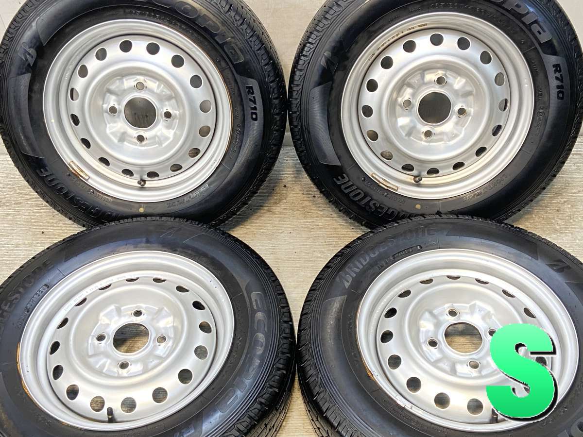 165/80R14 97/95LT ブリヂストン エコピアR710 日産純正 14x5.0 114.3-4穴 中古タイヤ サマータイヤ ホイールセット 4本セット