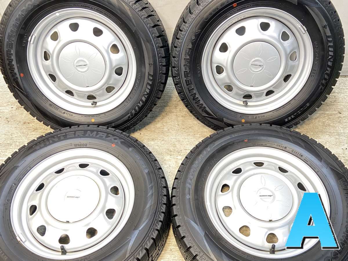 185/70R14 ダンロップ ウィンターマックス WM02 　 SCHWARZ MV V6A 14x5.0 100/114.3-4穴 中古タイヤ スタッドレスタイヤ ホイールセット 4本セット