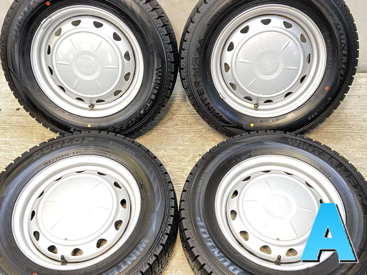 185/70R14 ダンロップ ウィンターマックス WM02 　 キャロウィン VK 14x5.0 100/114.3-4穴 中古タイヤ スタッドレスタイヤ ホイールセット 4本セット