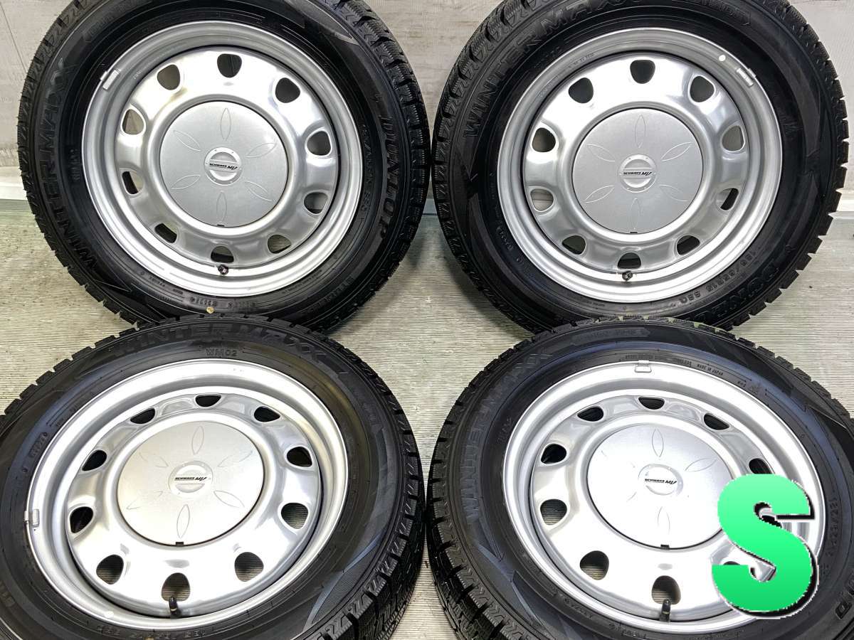 185/65R15 ダンロップ ウィンターマックス WM02 SCHWARZ MV V13 15x5.5 42 100/114.3-4穴 中古タイヤ スタッドレスタイヤ ホイールセット 4本セット|タイヤ・ホイール カンパニー