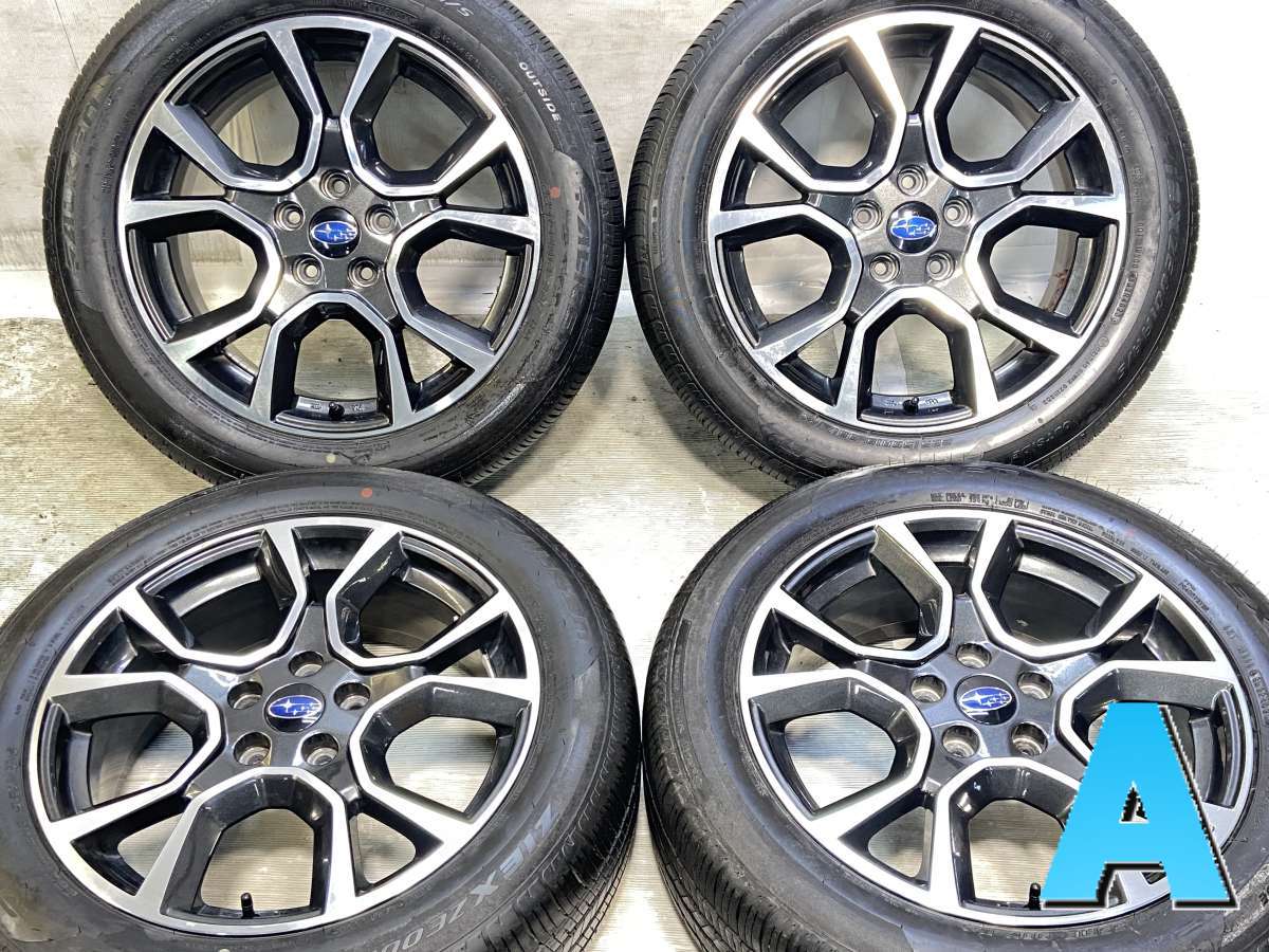 225/55R18 ファルケン ジークス ZE001A A/S スバル純正 18x7.0 48 114.3-5穴 中古タイヤ サマータイヤ ホイールセット 4本セット