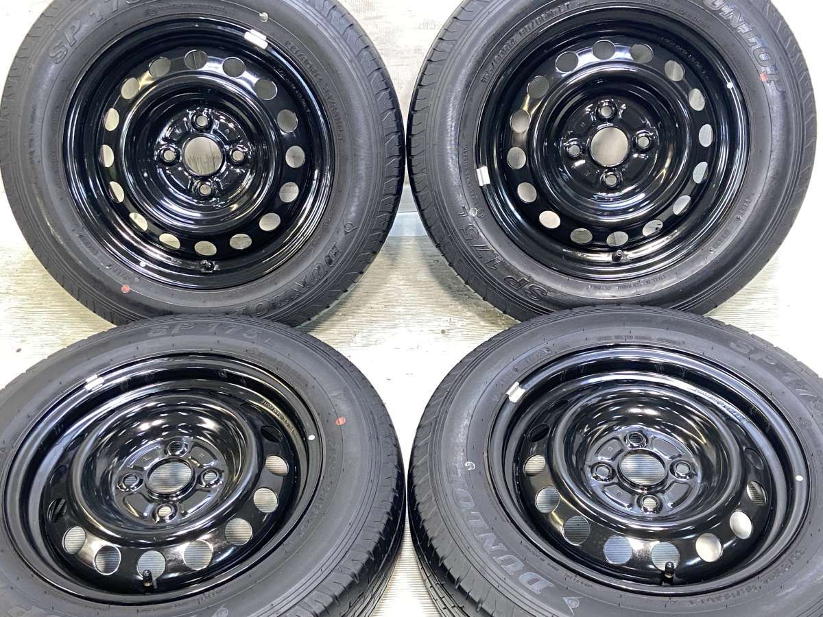 155/80R14 88/86N LT ダンロップ SP 175L トヨタ純正 AL 14x5.0 100-4穴 中古タイヤ サマータイヤ ホイールセット 4本セット