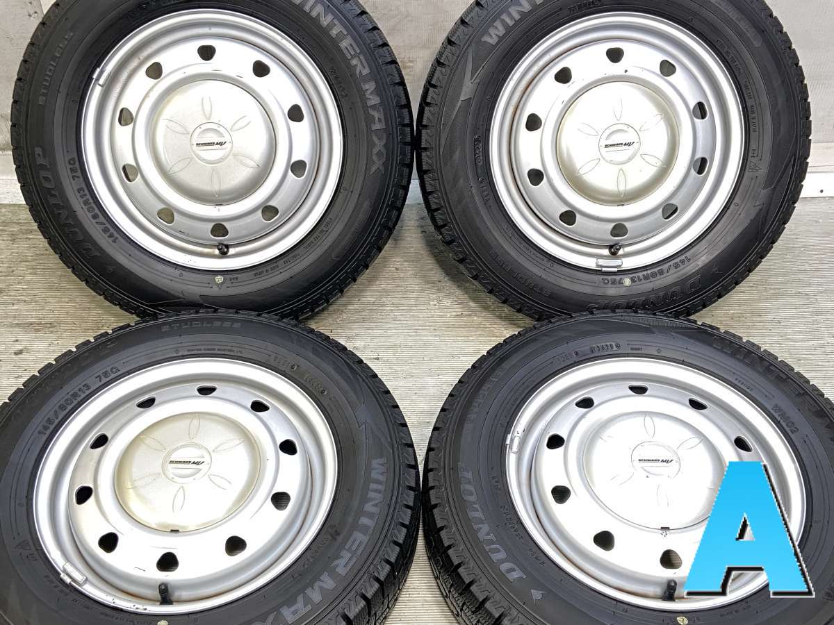 145/80R13 ダンロップ ウィンターマックス WM02 　 V2C 13x4.0 45 100/110/114.3-4穴 中古タイヤ スタッドレスタイヤ ホイールセット 4本セット｜タイヤ・ホイール　カンパニー 14,058円