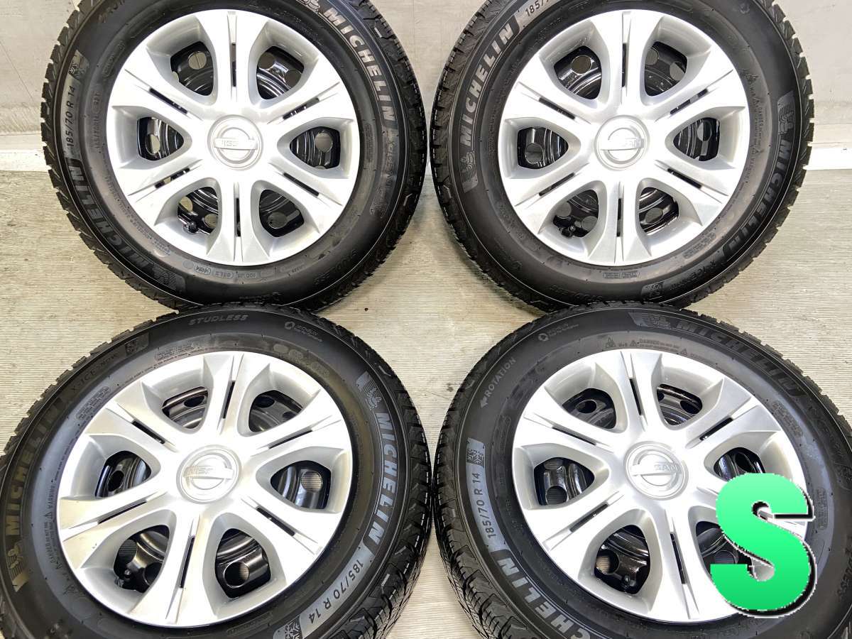 185/70R14 ミシュラン X-ICE SNOW 日産純正 14x5.5 100-4穴 中古タイヤ スタッドレスタイヤ ホイールセット 4本セット｜タイヤ・ホイール　カンパニー