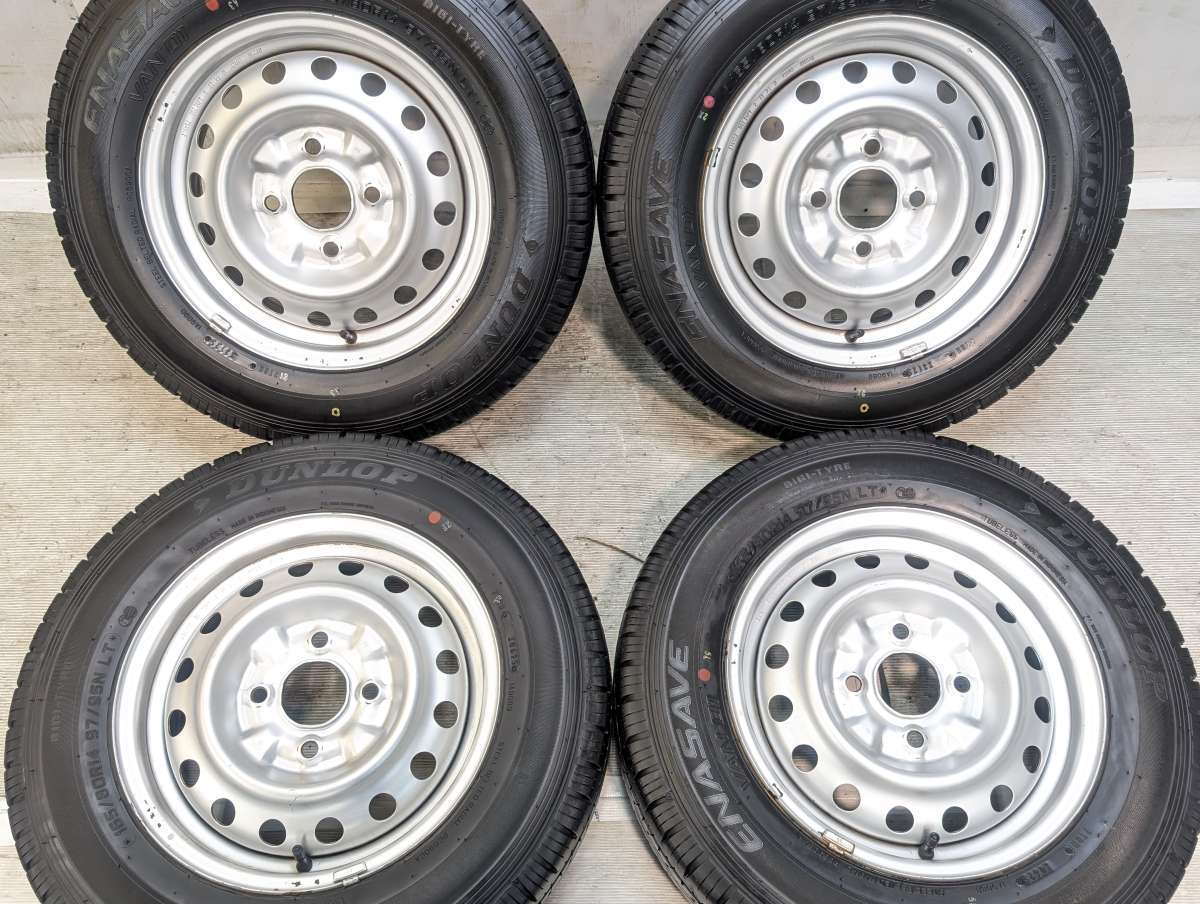 165/80R14 97/95N LT ダンロップ エナセーブ VAN01 日産純正 14x5.0 114.3-4穴 中古タイヤ サマータイヤ ホイールセット 4本セット｜タイヤ・ホイール　カンパニー
