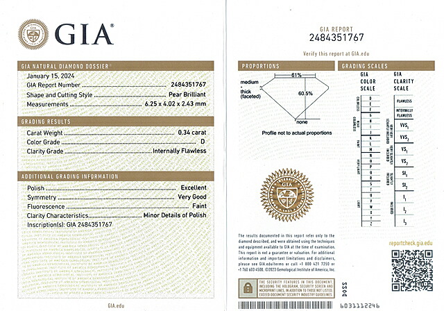 ０．３４コンピュータ断層撮影法 Ｄ ＩＦ 有りの実シェイプ ＧＩＡ 金剛石 ルース