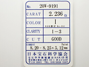 ２．２３６コンピュータ断層撮影法 Ｉ Ｉ３ ＧＯＯＤ 金剛石 ルース