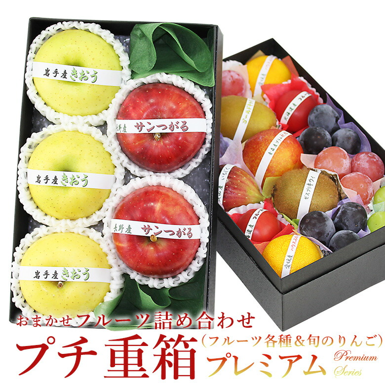 プチ重箱プレミアム FPJ-11（プチフルーツ15個　旬のりんご2種 計5個入り）食べ比べ りんご 林檎 フルーツ ギフト 詰め合わせ プレゼント 手土産 お誕生日 お祝い 御祝い 内祝い 出産内祝い 婚礼内祝い 贈り物 お礼 御見舞 お見舞い 退院祝い 快気祝い 果物 お返し お供え