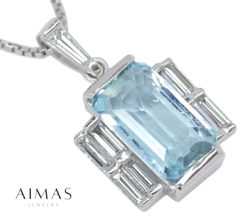 値下げ アクアマリン アクワマリン 1.406ct ダイヤモンド ネックレス