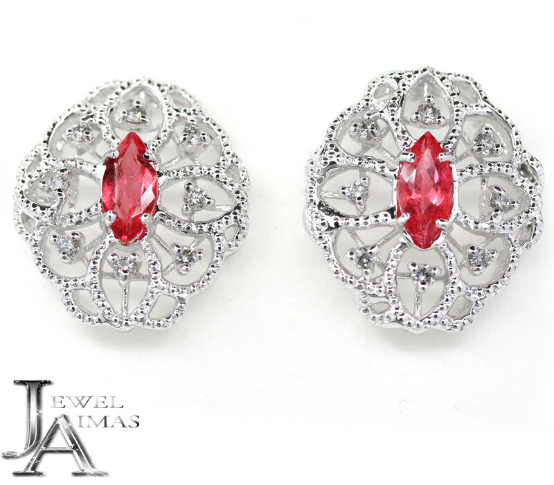 天然 レッド スピネル ダイヤモンド プラチナ ピアス 楽天市場】レッドスピネル 2.56ct/2.56ct ピアス PT900 プラチナ