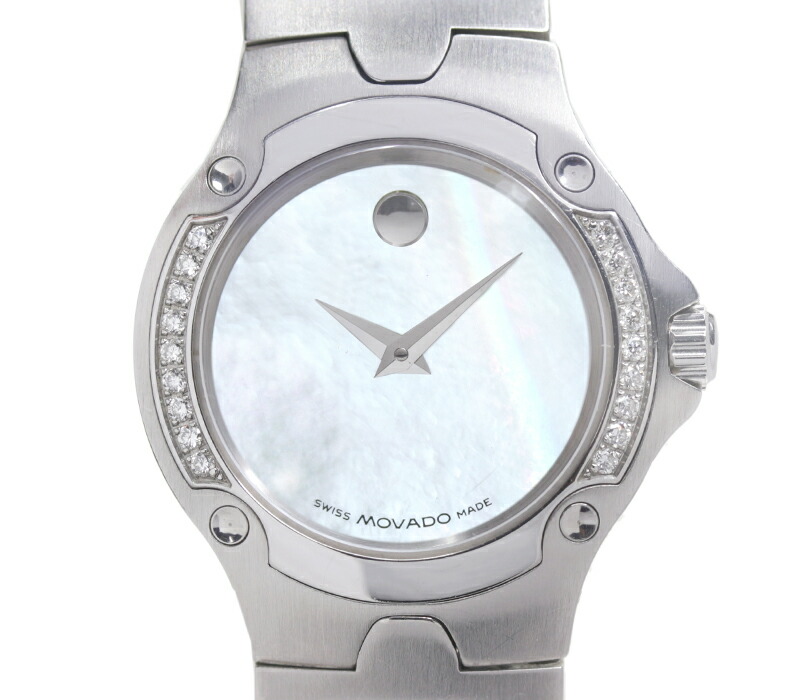 【MOVADO】モバード 総合博物館 SE 運動競技～版 84-G4-1851 完全無欠金剛石 ベゼル 白いこと外殻 文字記号盤 SS ステンレス鋼 レディース 石英【中古】【貨物輸送無料】【ウォッチ】