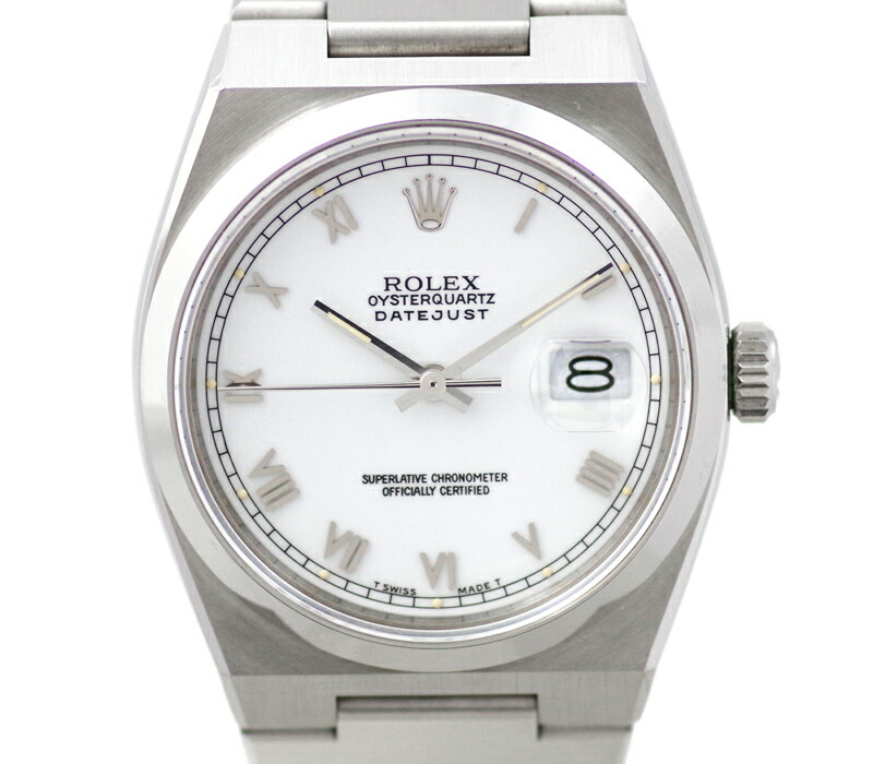 オンラインショップ Rolex ロレックス オイスタークォーツ クォーツ 中古 腕時計 メンズ ステンレス Ss ローマンインデックス 文字盤 白 ホワイト 7番台 デイトジャスト dlabs Com