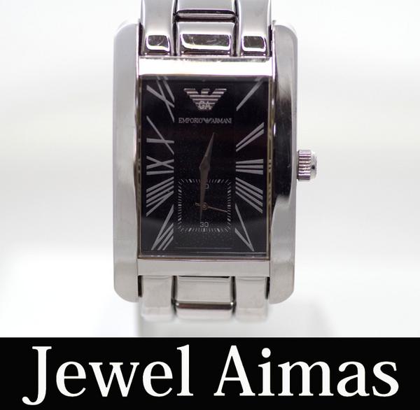 楽天市場 Emporio Armani エンポリオ アルマーニ メンズ腕時計 シルバー 銀 ステンレススチール 黒文字盤 Ar 0156 四角 スクエア クォーツ 中古 ジュエル アイマス