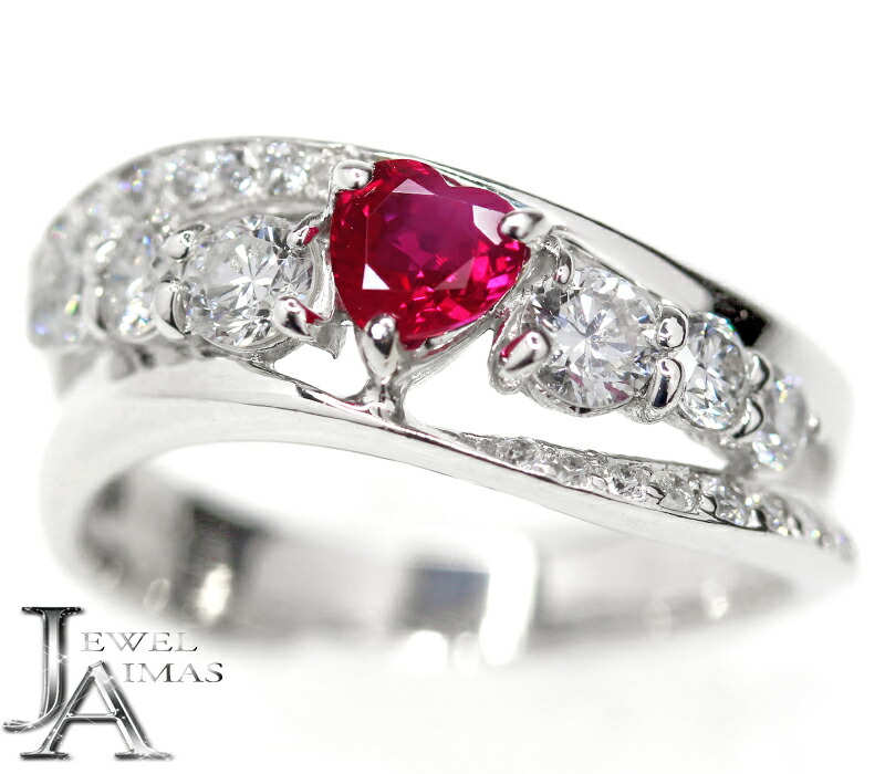 プラチナpt900リング　ルビー1.021 ダイヤ1.24ct 9号 Pt900 ルビー0.67ct ダイヤモンド0.76ct ドット模様 プラチナカラー
