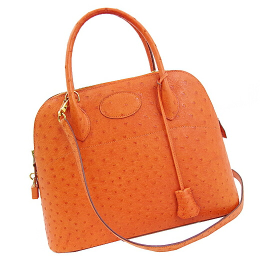 【美品】【HERMES】エルメス ボリード 31 オーストリッチ 2WAY ハンド ショルダー バッグ オレンジ ポティロン ゴールド 金具【中古】【送料無料】|アイマス