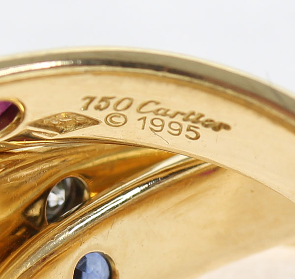 【楽天市場】【Cartier】カルティエ トリニティリング 3連リング ルビー サファイア ダイヤモンド イエローゴールド 750 K18