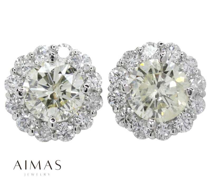 イエローダイヤモンド 0.732ct/0.732ct ピアス PT900 プラチナ ダイヤ取り巻き ヘイロー ラウンドブリリアント イエローダイヤモンドピアス カラーダイヤモンド 4月誕生石 ＜ソーティング＞ 色石 金剛石【新品】【ジュエリー】【送料無料】RMZ.K