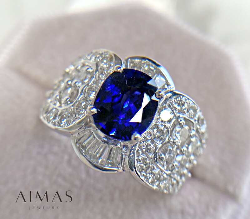 楽天市場】ロイヤルブルーサファイア 1.276ct ダイヤモンド 0.77ct 