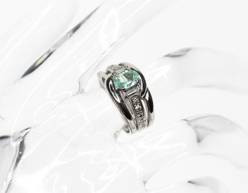 [珠宝帕拉伊巴电气石0.840ct钻石0.40ct环10.5号pt900]